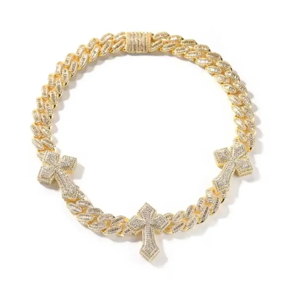 Iced Out Gold Cross Cuban 06 E 0